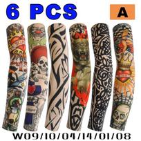 6 vnt. Unisex Tatuiruotės Rankovių Rinkinys Rankoms Apsaugoti nuo Saulės UV Spindulių Vėsus Tatuiruotės Rašto Rankovės Lauko Važiavimui Dviračiu white