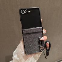 Flip7 FE Invisible Folding Bracket Bling Shiny Case For For Samsung Galaxy ZFlip 7 6 5 4 3 Flip6 Hinge Protective 2in1 Lanyard Cover Galaxy Z Flip6