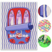 Diamond Painting Kit Full Diamond Round Mosaic Sardine Fish Tin Seafood Blue Can Tomato Home Decor Gift Round 20x30cm