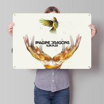 Imagine Dragons Summer Alb D Texture Printed Poster Custom Vintage Metal Tin Plate Sign for Wall Art Home Decor Accessories 20x30cm（7.8x11.8inch） beige