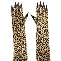 Tamprios Leopardinės Ilgos Pirštinės Ilgomis Rankovėmis Ilgų Nagų Pirštinės Cosplay Kostiumai Leopard Gloves beige