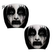 Funny Prank Car Accessories 2Pcs Ghost Face Headrest Covers, Halloween Horror Seat Decorations, Breathable Elastic Fabric Covers Universal Fit A