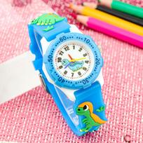 3D Cartoon Dinosaur Kids' Waterproof Quartz Watch - Boys & Girls Trendy Electronic Wristwatch rožinė raudona spalva
