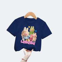 New Labubu Children's T-shirt with Various LABUBU Ugly and Cute Patterns for Girls Round Neck Short Sleeve Casual Versatile Clothing 110