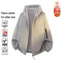 Playboy Men's Hooded Winter Parka with Fur Collar M beige