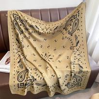 90X90Cm Retro kvadratinė skara skarelė su anakardžio gėlių raštu Servetėlės skarelė Moteriškos bandanos Galvos skarelės 90X90CM beige