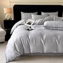 Skin-Friendly Embroidered Duvet Cover & Bed Sheet 3-Piece Set for Dorm Bunk Beds Sheet 3-piece, Duvet 150x200 pilka spalva