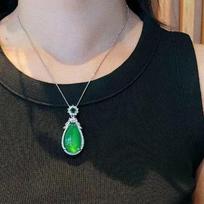 Full Of Green Sun Green Water Drops Natural Agate Chrysoprase Pendant Real Shot Fidelity gray