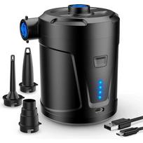 Electric Air Pump, 5000 mAh Rechargeable Battery, Air Mattress Inflator with 3 Air Nozzles, Fast Inflator for Inflatable Boat/Air Mattress