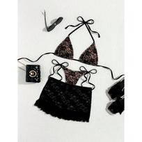 Women's New Three Piece Skirt Set  Lace Trimmed Reversible Bikini Swimsuit 0889 S juoda