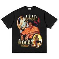 ASAP A $AP ROCKY High Street Hip Hop Rap T-Shirt Men's Heavyweight Loose Small Neckline Short Sleeves Comfortable Unisex Tshi... S įvairiaspalvis