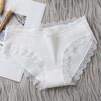 Women's Sexy Lace Seamless Panties Female Pure Cotton Breathable Underwear Underpant M balta