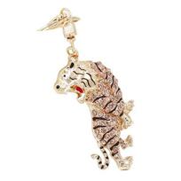 Portable Key Ring Fine Workmanship Alloy Tiger Rhinestone Keyring Keychain for Friends 2 auksinė