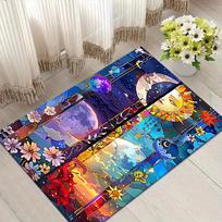 1pc Sun and Moon Print, Design Indoor Area Rug - Soft, Anti-Slip, and Durable Gaming Room Decor for Bedroom, Living Room 60cm by 90cm