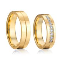 24k Gold Plated Fine Jewelry Rings Pair Matching Wedding Engagement Bands for Couples and Bridal Sets Men USA Size 7&women Ring USA size 5