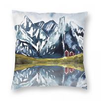 Norway Fjord Watercolor Square Pillowcase Polyester Linen Velvet Printed Zip Decorative Pillow Case Bed Cushion Cover 30x30cm black