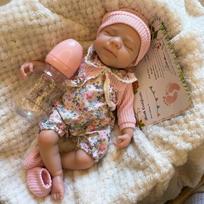 Atvira burna 33cm Pascale Pilno kūno silikoninė Reborn mergaitės lėlė su nupiešta oda, plaunama, minkšto prisilietimo Reborn mergaitė silikoninė lėlė brown