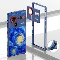 Metalinio rėmo šilumos išsklaidymo telefono dėklas su apsauginiu žiedu kamerai For ZTE nubia Z70 Ultra juoda