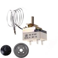 Kintamosios srovės 220V 16A termostato temperatūros valdymo jungiklis elektrinei orkaitei 50-300C. gray