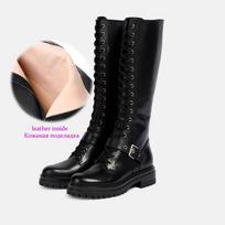 Krazing Pot Cow Split Skin Round Toe Med Heels Equestrian Boots Size 46 Size 45 Lace Up Plus Size Women Thigh High Boots 34