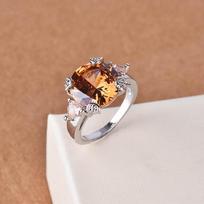 Champagne Morganite Ring Elegant Engagement Ring for Women Fashion Jewelry Gift 6