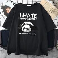 Lazy Panda cartoon men's summer and autumn 100% cotton casual T-shirt S