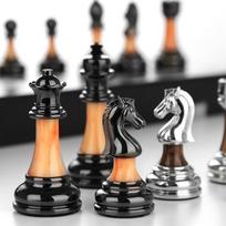 Luxury Folding Solid Wood Chess Set with Imitation Jade Pieces - European Retro Style 45x45cm