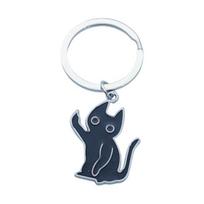 Raktų pakabukas Cinko lydinio Juodo katino raktų pakabukas su aštrios formos katino pakabuku Raktų pakabukų papuošalų aksesuarai 1pc white