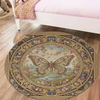 Butterfly Gorgeous Round Area Rug,Carpet Rug for Living Room Bedroom Sofa Playroom Decor,Non-slip Floor Mat76 80cmx80cm
