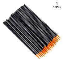 50 vnt. Vienkartiniai akių pieštukų šepetėliai Fine Fiber Head Eyeliner Cream Aplikatorius Akių kosmetikos šepetėlis su dangteliu Makiažo grožio priemonės