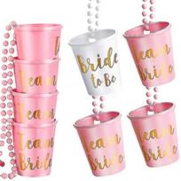 20 Bachelorette Party Shot Glasses Necklace, Team Bride Supplies - PJ balta/juoda