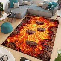 Lava Area Rugs 3D Visual Illusion Flame Living Room Non-Slip Floor Mat Lava Crackle Rug, Washable Non Slip rug for Kids Rooms 40x60cm