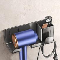 Carbon Steel Suction Cup Hair Dryer Holder Wall Mounted Large Capacity Blow Dryer Hanger No-Drill Removable