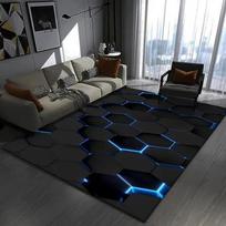 Akį traukiantis 3D geometrinis kilimas Didelis grindų kilimėlis miegamajam ir žaidimų kambariui Modernus neslystantis kilimas madingam namų dekorui Dovana 40X60cm