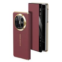 For Huawei Mate X6 Lens Protector with Magnetic High-end Leather Anti-Drop Anti-Fingerprint Anti-Oil Stain Phone Case For Huawei Mate X6 vyno raudonos spalvos