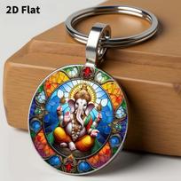 Exquisite European Retro Ganesha Pattern Keychain Ornament