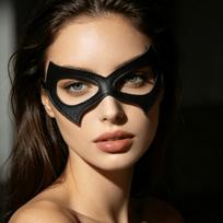 1 vnt. Gotikinė juoda dirbtinės odos moteriška pusės veido kaukė katės formos, karnavalinė Cosplay akių kaukė, Helovino kostiumo aksesuaras Style 1 beige