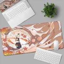 Mondstadt Genshin Impact Character Pattern Mousepad Bennett Kaeya Klee Laptop HD Game Anime Large Mouse Pad PC Keyboard Desk Mat 800x300x2mm gray