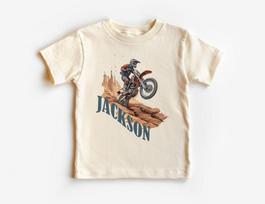Personalized Dirt Bike Toddler Shirt - Custom Motorcycle Wheelie Kids Name Tee - Boy Toddler Youth Kids Boho Clothing 100
