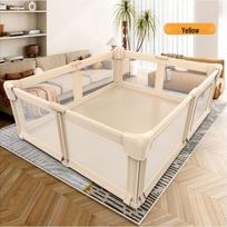 Portable Baby Playpen: Indoor Folding Game Fence & Crawling Barrier for Children's Safety. white