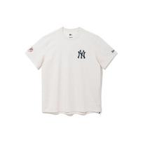New Era SS22 MLB Series New York Yankees Logo Print Crew Neck Summer American Short Sleeve T-Shirt Men Tops Oatmeal 13086591 M
