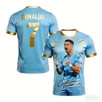 Ronaldo Fan Version Summer Printed Children's Clothing Football Jersey T-shirt. Loose and Comfortable Suitable for Daily Wear S white