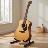 Gitara stovas paminkštintas A formos sulankstomas gitaristams, instrumentininkams, namų studijai, beige