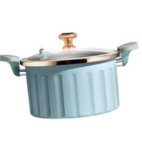 Glass Cooking Pot Milk Sauce Hot Pot 8L Glass Noodles Bowl with Cover Cookware mėlyna