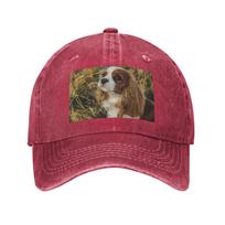 Custom Cavalier King Charles Spaniel Square Washed Denim Cap Casual Baseball Caps Adjustable Hat Summer Unisex Baseball Hats One Size