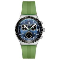 SWATCH Essentials Kvarcinis Mechanizmas 30m Atsparumas Vandeniui Unisex Laikrodis 43mm Mėlynas Ciferblatas Nerūdijančio Plieno Korpusas YVS531 Blue Dial black