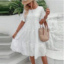 Fashionable Color Cotton Embroidered Lace Hollow Dress L balta