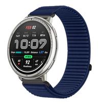 20mm 22mm Nylon Loop Strap for Amazfit Active 2 Band Correa for Amazfit Balance 2/Helio/Bip 6 5/GTR/GTS 4 3 Breathable Bracelet For 20mm width vidurnakčio mėlyna spalva
