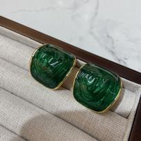 Retro Hong Kong Style Enamel Drop Glaze Stud Earrings For Women'S Simple And Versatile Temperament Geometric Light Luxury Green Earrings