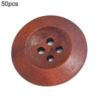 50Pcs Button 4 Holes Non-burr Wood Decorative Wooden Buttons for Crafting 15mm